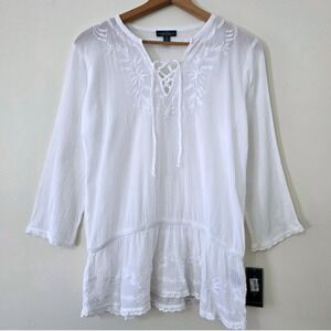 NWT‎ Ralph Lauren Jeans Co Embroidered Drop Waist Tunic Sz XL Boho Gauzy Coastal